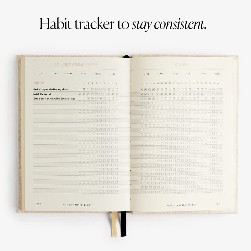Notes to Mindfulness Daily Journal for Women With Prompts to Write In, Illustrated Gratitude Journal, Undated Guided Journal, Hardbound Wellness Journal - Intelligent Change x Chelsea Kauai (Linen)