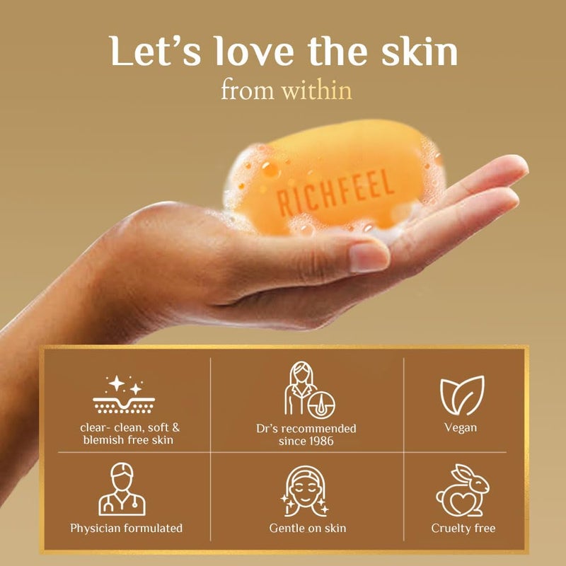 Richfeel Calendula Anti Acne Soap  Power of Soothing Calendula Extracts  For skin prone to Acne  Blemishes  Physician Formulated  Helps Calm  Replenish Skin  75 g Pack of 6 - Image 4