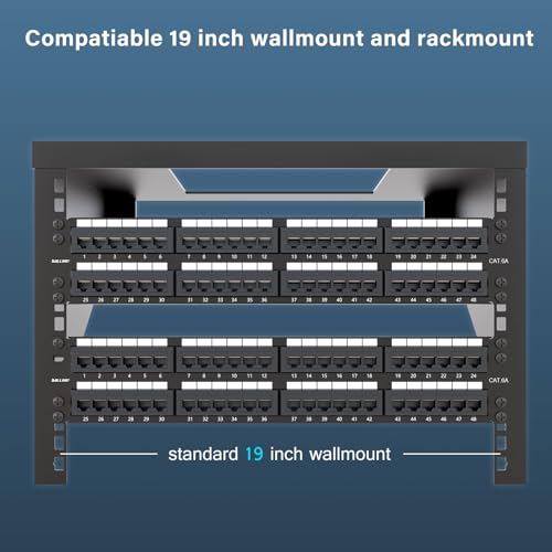 Iwillink 10Gbps Cat6A Patch Panel 48 Port, Network Patch Panel UTP 19-Inch, Wallmount or Rackmount 2U RJ45 Patch Panel Punch Down Block for Cat6A, Cat6, Cat5e Cat5 Cabling - Image 5