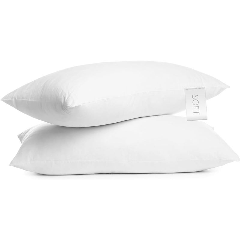 Digital Decor 100 Cotton King Size Hotel Pillows US Made Hypoallergenic Pillows with Down Alternative Fiber Fill Set of 2 Three Comfort Levels Soft Medium Firm Soft