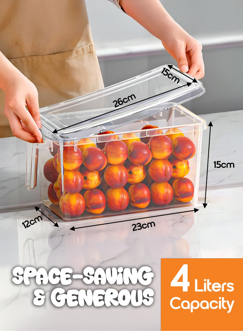 YAH Creation 5 Pcs/Set YAH Durable Food Storage - Pantry Organizer with Lids - Kitchen Containers – 4 Liter Stackable with Handles - Fridge Organizer, Freezer & Dishwasher Safe, For Food, Fruit, vegetables, Dry Storag . Fridge organizer - Image 3