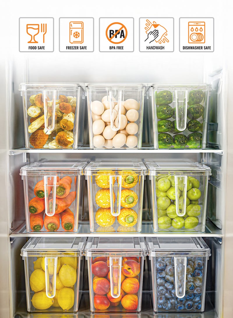 YAH Creation 5 Pcs/Set YAH Durable Food Storage - Pantry Organizer with Lids - Kitchen Containers – 4 Liter Stackable with Handles - Fridge Organizer, Freezer & Dishwasher Safe, For Food, Fruit, vegetables, Dry Storag . Fridge organizer - Image 4