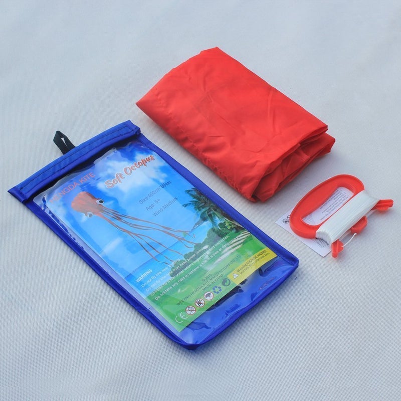 Hengda Kite طائرة هنجدا الطائرة البرمجية الأخطبوط مع ذيل ملون طويل للأطفال، بعرض 31 بوصة وطول 157 بوصة، كبيرة، حمراء - Image 3
