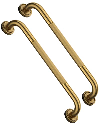 Munzong 2 Pack 20 Inch Bronze Shower Grab Bar Gold Munzong Antique Brass Bathroom Grab Bar wAntiSlip Knurled Grip Safety Balance Bar Bath Hand Rail Support Handicap Injury Elderly Senior Assist Handle - Image 1