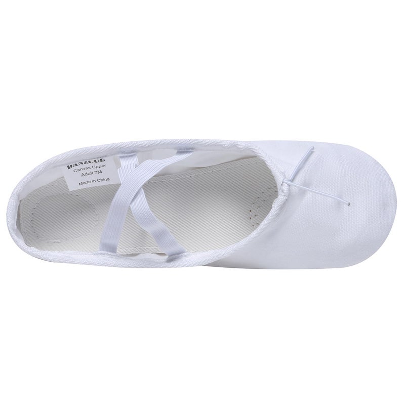 Danzcue Adult Canvas Split Sole Ballet Slippers Ballet Shoes for Women Dance Shoes, White, 9M - Image 4