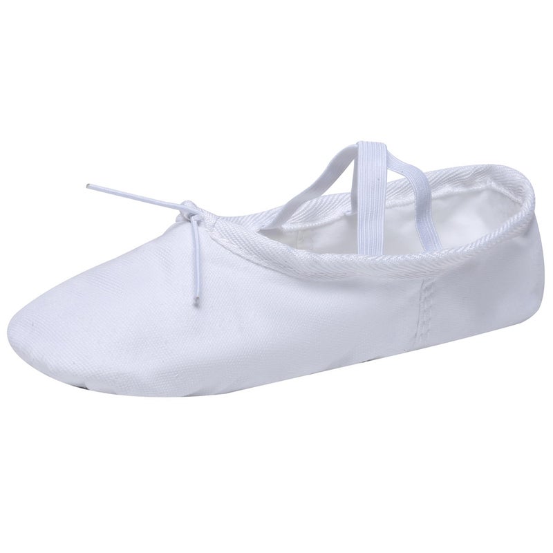 Danzcue Adult Canvas Split Sole Ballet Slippers Ballet Shoes for Women Dance Shoes, White, 9M - Image 3