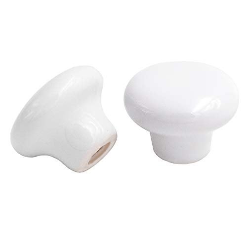 KINJOEK 10 Packs White Ceramic Cabinet Knobs, Vintage Porcelain Cabinet Knobs and Pulls with 0.98 Inch Screws for Kitchen Cabinets Bathroom Dresser Furniture - Image 2