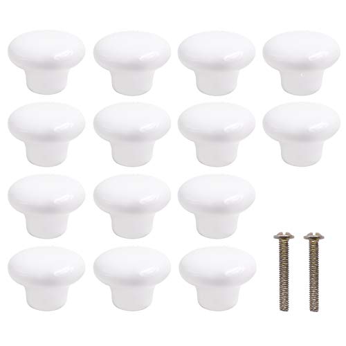 KINJOEK 10 Packs White Ceramic Cabinet Knobs, Vintage Porcelain Cabinet Knobs and Pulls with 0.98 Inch Screws for Kitchen Cabinets Bathroom Dresser Furniture - Image 1