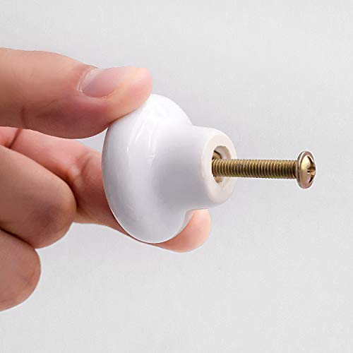 KINJOEK 10 Packs White Ceramic Cabinet Knobs, Vintage Porcelain Cabinet Knobs and Pulls with 0.98 Inch Screws for Kitchen Cabinets Bathroom Dresser Furniture - Image 4