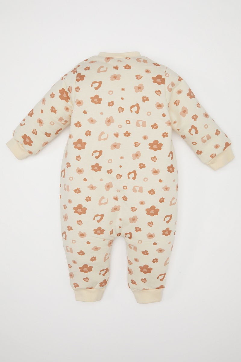 DeFacto Beige BabyGirl Baby Girl Newborn Leopard Cotton Jumpsuit Casual - Image 4