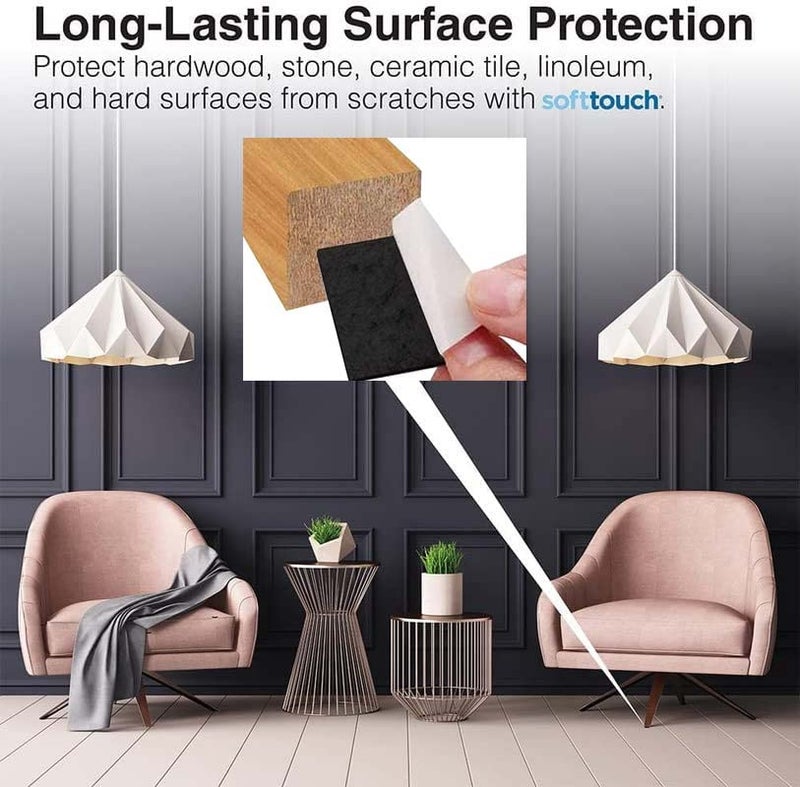 DIY Crafts DIY Crafts 12, 27 X 27 mm Square, 12 Pcs, 27 X 27 mm Square, Black Furniture Felt Pads Self Adhesive Protects Kitchen Cabinets, Drawers, Desks Furniture Against Bumps Scratche (12, 27 X 27 mm Square)  - Image 2
