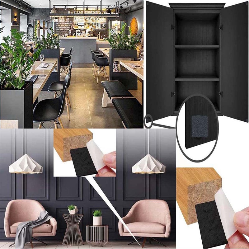 DIY Crafts DIY Crafts 12, 27 X 27 mm Square, 12 Pcs, 27 X 27 mm Square, Black Furniture Felt Pads Self Adhesive Protects Kitchen Cabinets, Drawers, Desks Furniture Against Bumps Scratche (12, 27 X 27 mm Square)  - Image 1