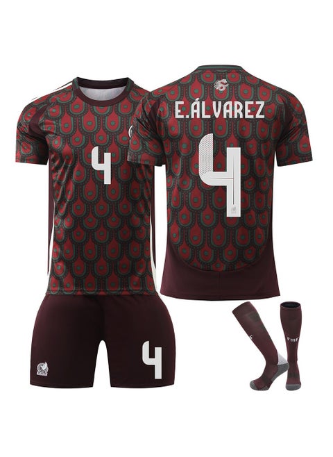 A new No. 4 football jersey is made of fabric that is breathable, quick-drying, soft and has good elasticity, It consists of a 3-piece set of a top, trousers, socks and is specially designed for football and sports enthusiasts