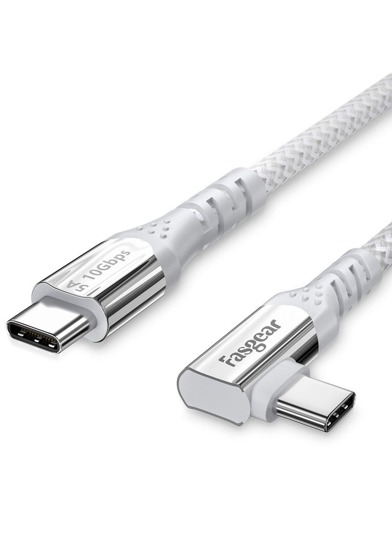 Fasgear 100W Usb C To Type C 90 Degree Cable 6Ft Usb 3.1 Gen 2 10Gbps Data Sync 5A Power Delivery With E Marker Compatible For Macbook Link Vr Headset Pd Docking Station Ssd 4K Dilays Grey  - Image 1