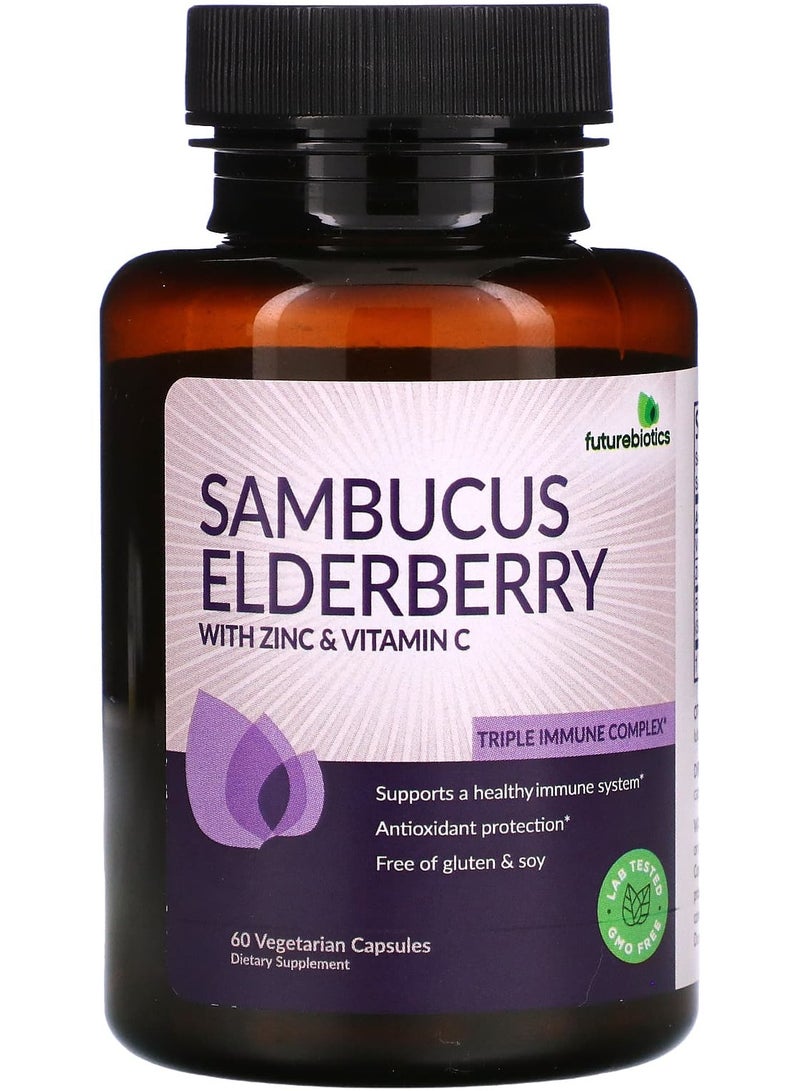 Futurebiotics Sambucus Elderberry with Zinc & Vitamin C, 60 Vegetarian Capsules