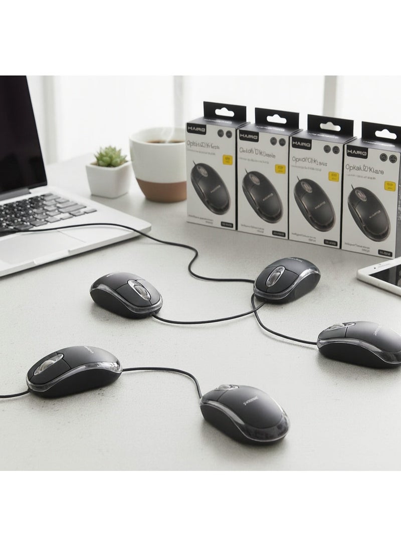 Haing 5 pcs of Mini USB Wired Optical 3D 1200 DPI Mouse combo For PC Laptop Desktop Scroll Wheel LED Light Gaming Mice | 5pcs - Image 3