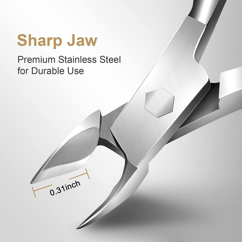Easkep Cuticle Trimmer with Cuticle Pusher - Easkep Cuticle Remover Cuticle Nipper Professional Stainless Steel Cuticle Cutter Clipper Pedicure Manicure Tools for Fingernails and Toenails (D501-Silver) - Image 2