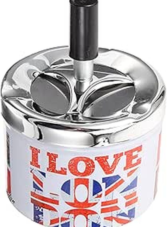 Metal Windproof Ashtray With Lid Automatic Extinguishing Smokeless For Home Office - Image 1