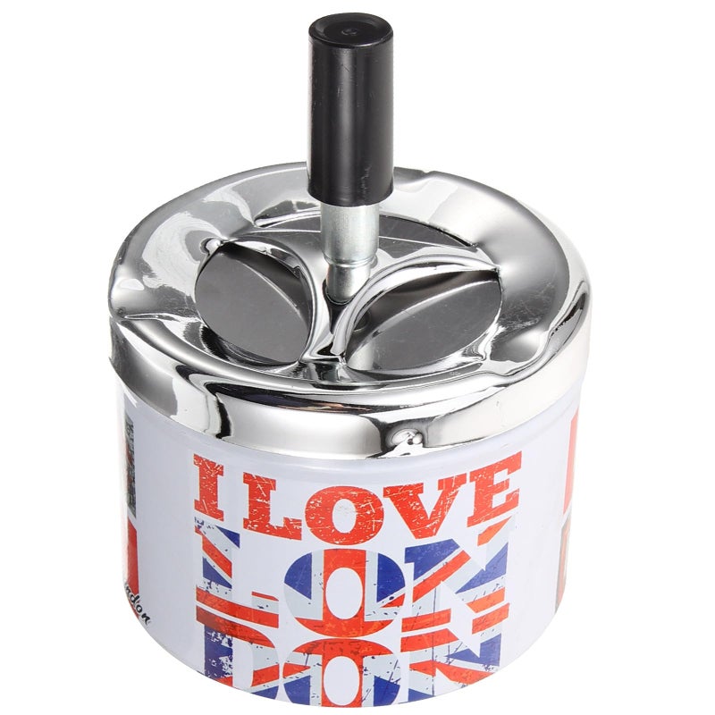 Metal Windproof Ashtray With Lid Automatic Extinguishing Smokeless For Home Office - Image 2