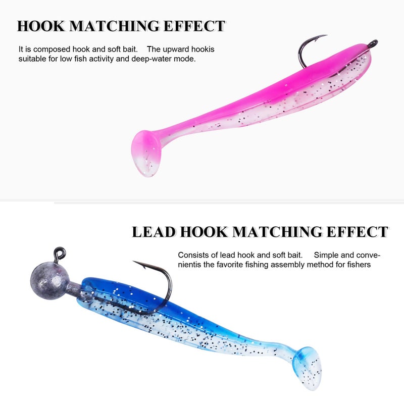 QEEGO Soft Fishing Luresï¼Œ90pcs Fishing Soft Plastic Lures and 5pcs Fishhook,Paddle Tail Swimbaits Soft Plastic Lures Kit for Bass Trout Walleye Crappie - Image 5