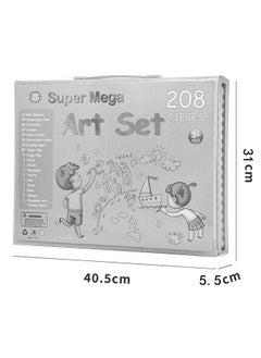 ZCM-HAPPY 208-Piece Children Drawing Set for Kids with Oil Pastels, Crayons, Colored Pencils, Markers, Folding Artboard  - Image 2
