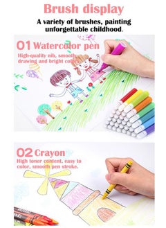 ZCM-HAPPY 208-Piece Children Drawing Set for Kids with Oil Pastels, Crayons, Colored Pencils, Markers, Folding Artboard  - Image 5