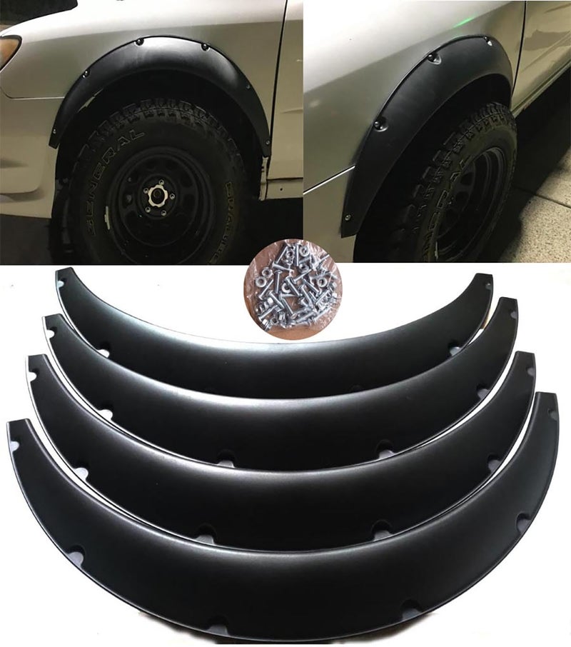 Aokzeeo 4Pcs 3.5"/90mm 4PCS Set Black Universal Car Wheel Fender Flares Durable Polyurethane Extra Wide Auto Car Body Kitâ€¦ - Image 1