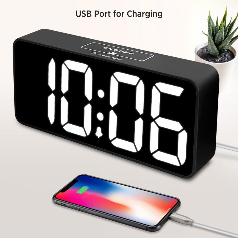 DreamSky Large Digital Alarm Clock Big Numbers for Seniors & Visually Impaired, 9 Inches Electric Clocks for Bedroom, Jumbo Display Fully Dimmable Brightness, USB Ports, Adjustable Alarm Volume - Image 5