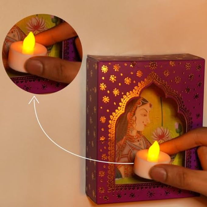 Island Rangoli Paper Deep Dwar (Pack of 12) with LED Candle, Jharokha Style Wall & Home Decor for Diwali Decoration, Festive Decor, Wall Decor - Image 3