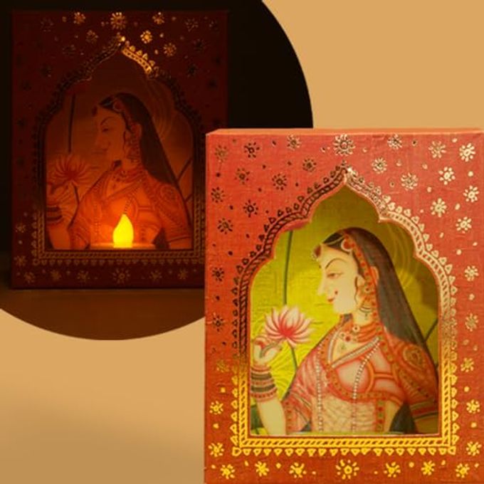 Island Rangoli Paper Deep Dwar (Pack of 12) with LED Candle, Jharokha Style Wall & Home Decor for Diwali Decoration, Festive Decor, Wall Decor - Image 2