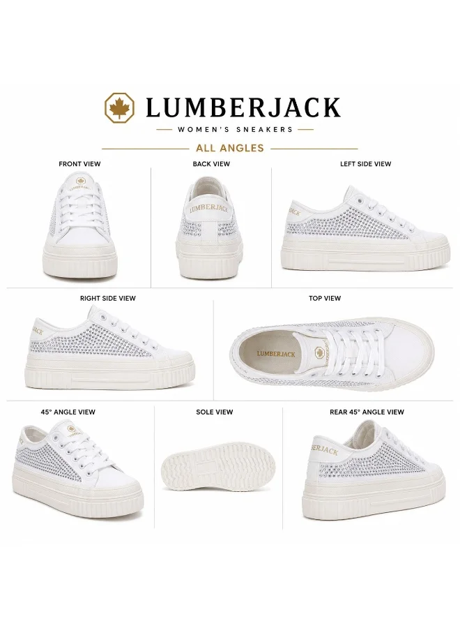 Lumberjack  Lumberjack Anya Women Sneakers White Denim Strass – Lightweight Breathable Casual Shoes for Women | Best Price UAE