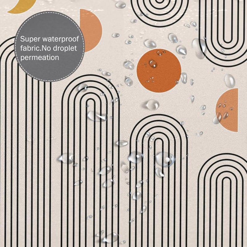 UYDOXCU Boho Shower Curtains for Bathroom Mid Century Minimalist Abstract Aesthetic Modern Bathroom Decor Curtain Machine Washable Waterproof Fabric with 12 Hooks (Beige Minimalist, 72" x 72") - Image 3