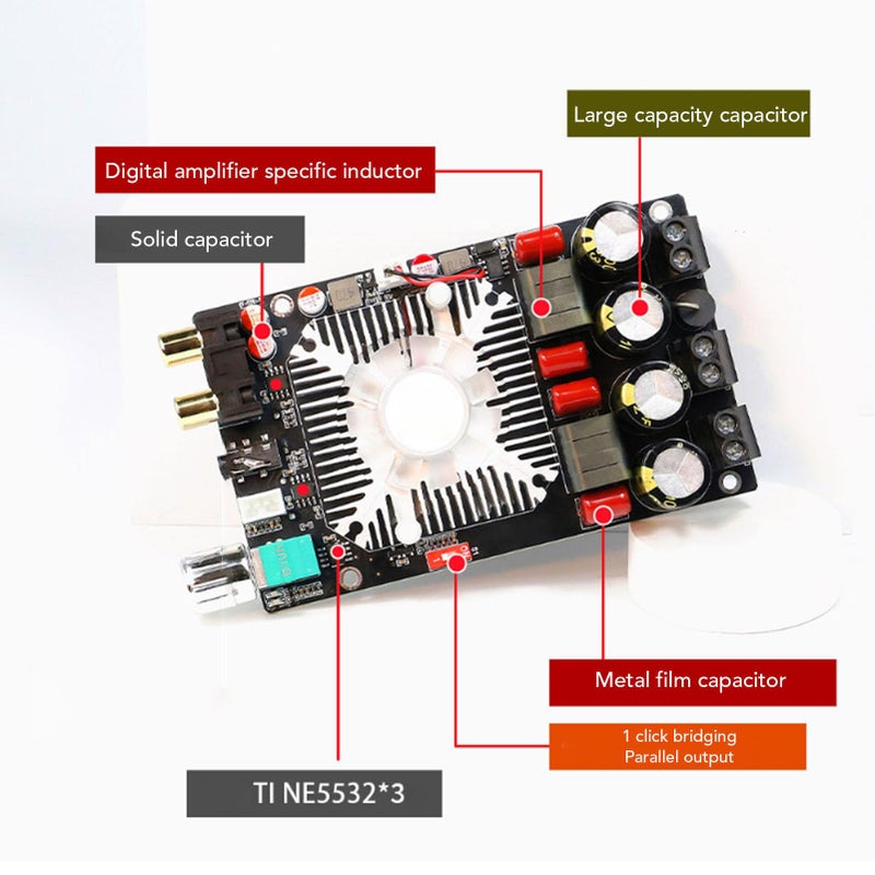 لوحة مكبر الصوت الرقمي HiFi TPA3251 عالية الطاقة ستيريو 220W X2 جسر 350W AP2202 - Image 5