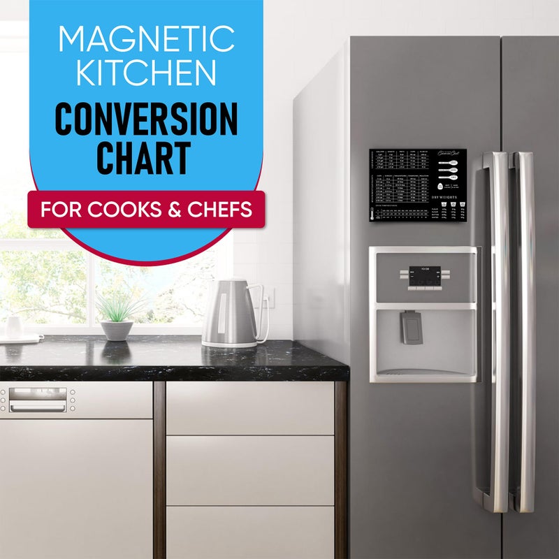 Sunsella Magnetic Kitchen Conversion Chart | 8.5" x 11" Fridge Magnet for Measuring Liquid Temperature Weight | Imperial Metric & Standard Measurements | Cooking Baking Recipe Accessories for Cooks and Chefs - Image 2