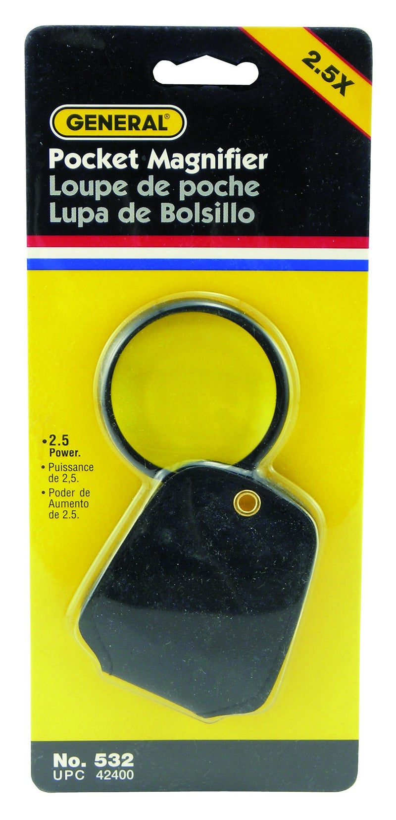 General Tools 532 25X Power Pocket Magnifier with Simulated Leather Case Black