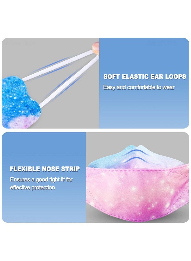 NiHealth - NiHealth 50PCS Disposable KF94 Face Masks for Kids, Tomorotec Cute Heart Children's Fish Shape Disposable Face Masks Tie-Dye Variety Face Masks (5 Starry Sky Designs) - Image 1