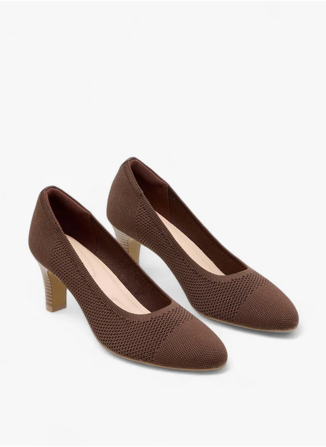 Le Confort Women's Flyknit Textured Slip-On Pumps with Cone Heels