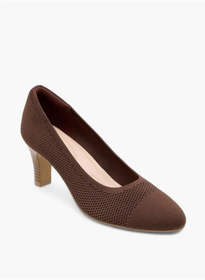 Le Confort Women's Flyknit Textured Slip-On Pumps with Cone Heels