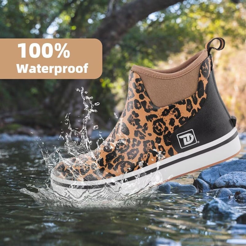 Trudave Mens Deck Boots, Waterproof Rubber Fishing Rain Boots, Anti-slip Short Ankle Shoes for Outdoor Fishing, Boating, Size 5-14 - Image 3