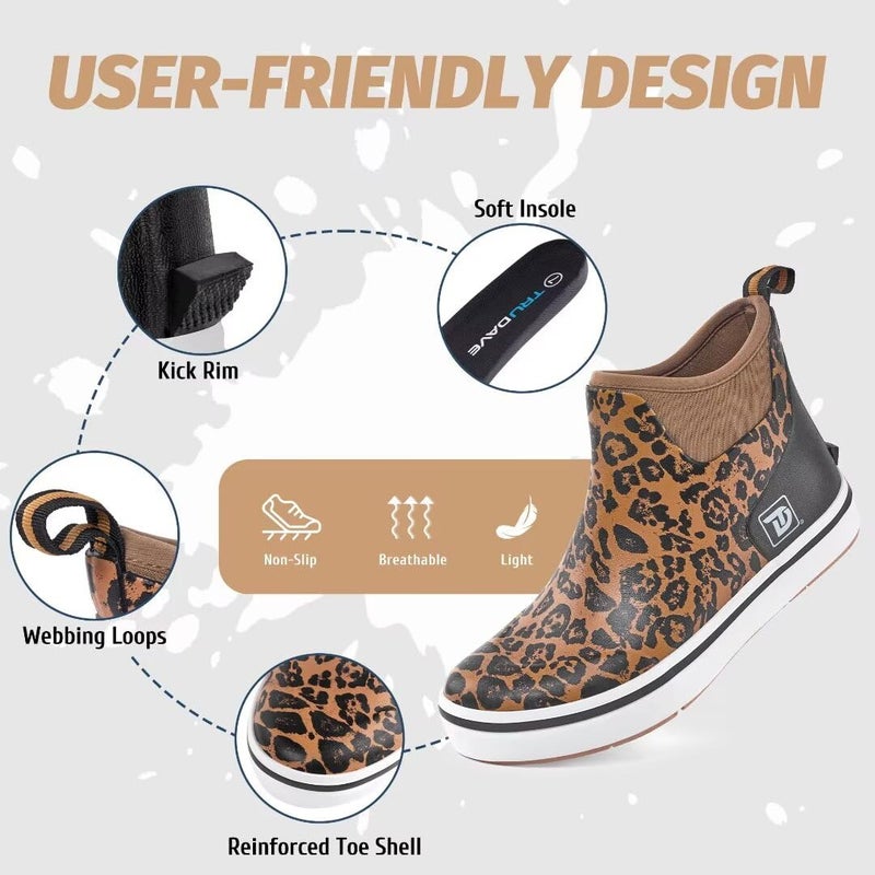 Trudave Mens Deck Boots, Waterproof Rubber Fishing Rain Boots, Anti-slip Short Ankle Shoes for Outdoor Fishing, Boating, Size 5-14 - Image 4
