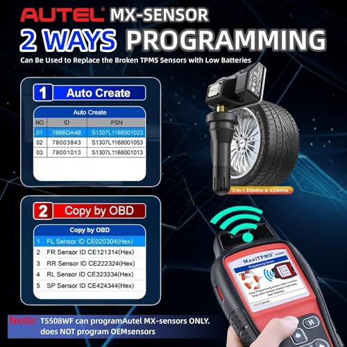 Autel Autel MaxiTPMS TS508WF KIT 2024 WiFi Ver TPMS Programming Tool with 8pcs MX Sensor TPMS Relearn Activate/Read/Copy Sensor Free Lifetime Update Upgrade of TS508K TS508 Supplement for MS906BT MS906TS - Image 5