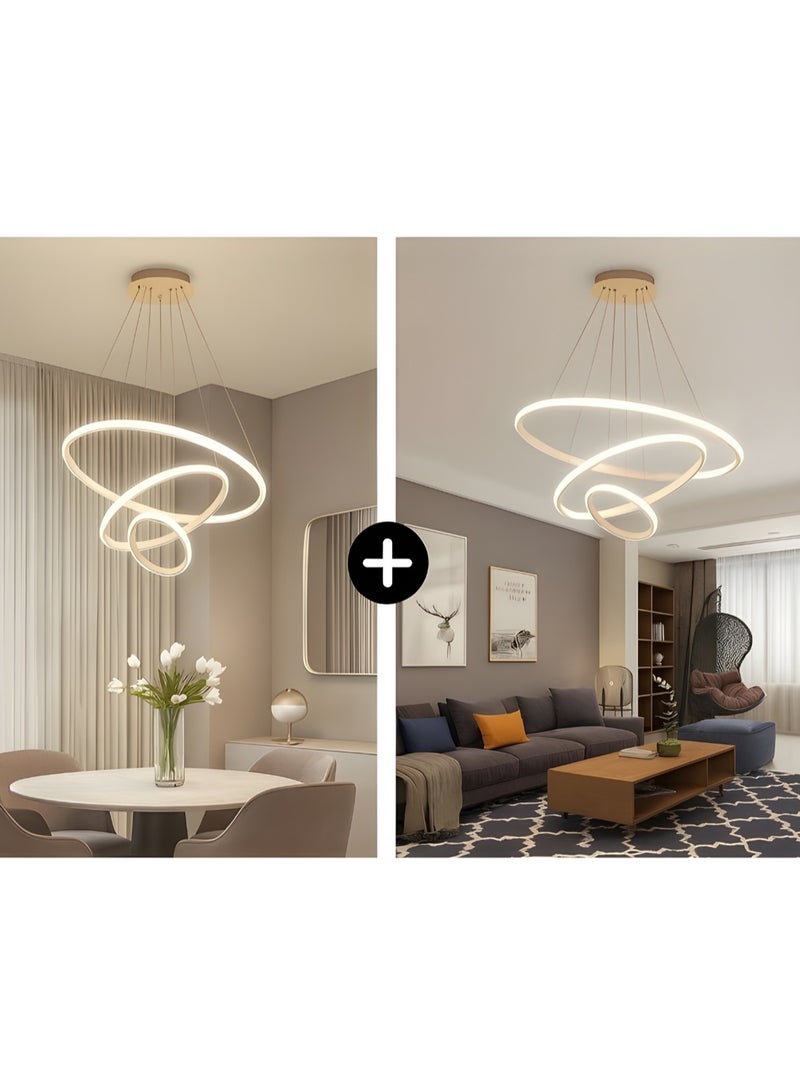 Set of 2 Modern Hanging Chandeliers with Round LED Rings for Ceiling Decoration 60×120 and 60×120cm | Modern chandelier | Material: Metal - Image 1