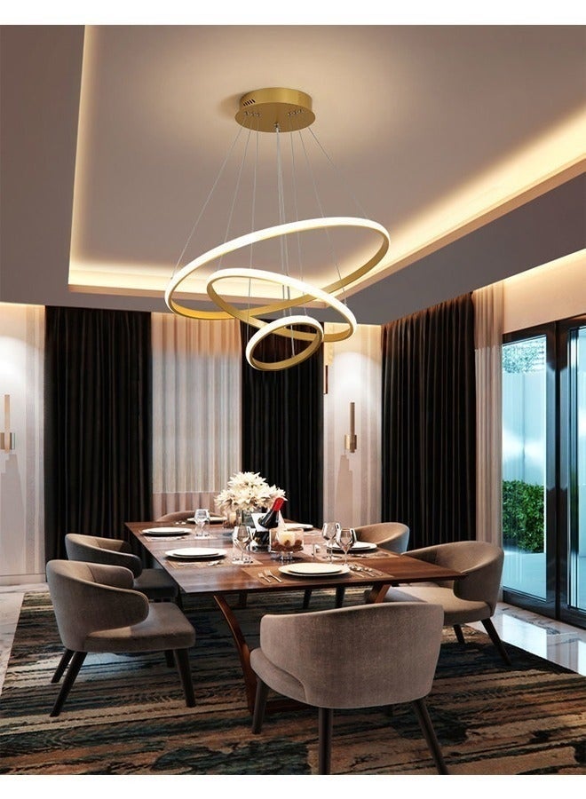 Set of 2 Modern Hanging Chandeliers with Round LED Rings for Ceiling Decoration 60×120 and 60×120cm | Modern chandelier | Material: Metal - Image 3