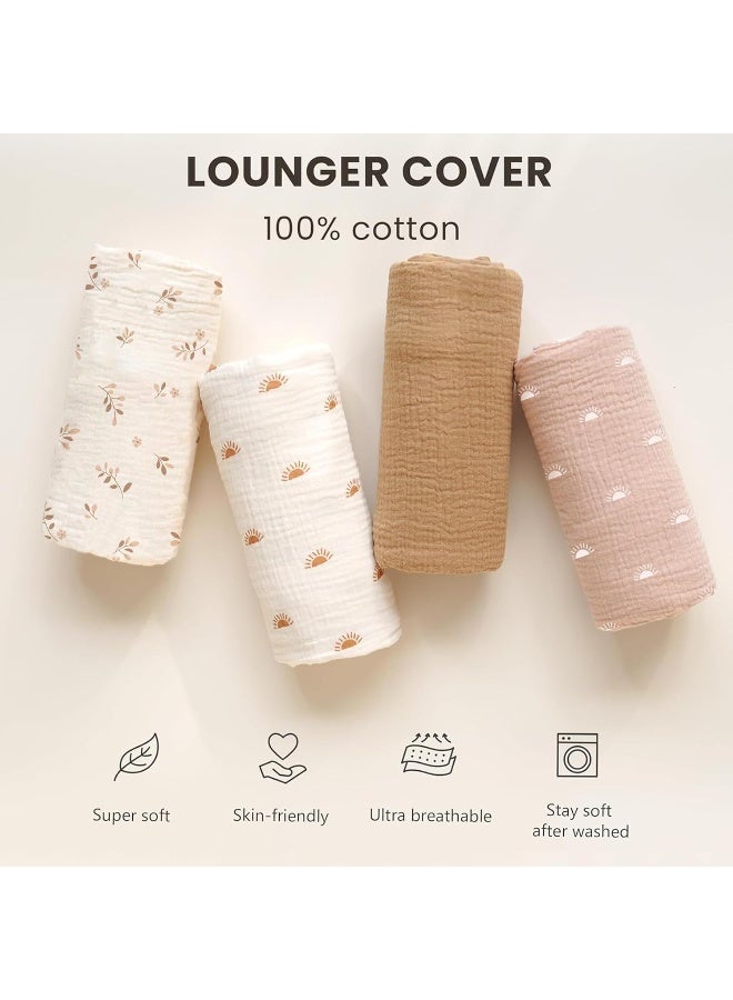 Konssy Muslin Baby Lounger Cover 2 Pack, 100% Cotton Newborn Lounger Cover, Soft and Breathable Baby Nest Slipcover for Boys Girls - Image 2