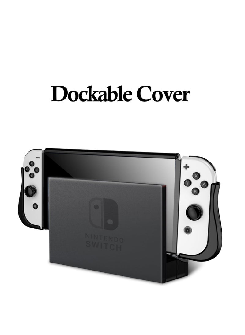 Case For Nintendo Switch OLED 2021 TPU Grip Protective Case Accessories Compatible with Dockable Nintendo Switch OLED 7 Inch and Joy-Con Controller (Black) - Image 2