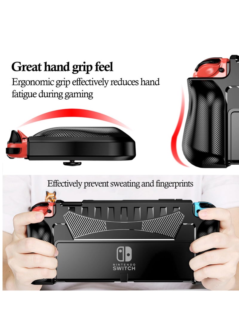 Case For Nintendo Switch OLED 2021 TPU Grip Protective Case Accessories Compatible with Dockable Nintendo Switch OLED 7 Inch and Joy-Con Controller (Black) - Image 3