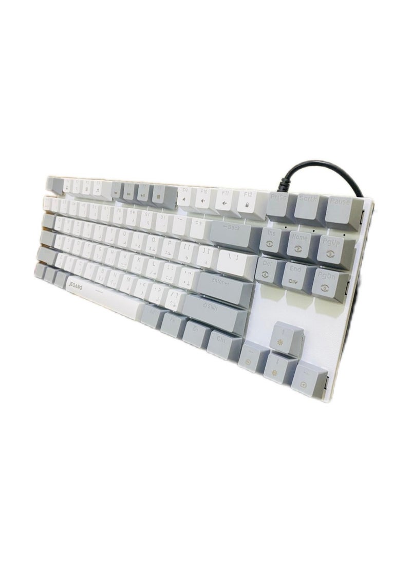 JEQANG JEQANG 87 Key RGB Mechanical Keyboard With Lighting Effect For Office And Gaming White Gray Colour JK-929  - Image 1