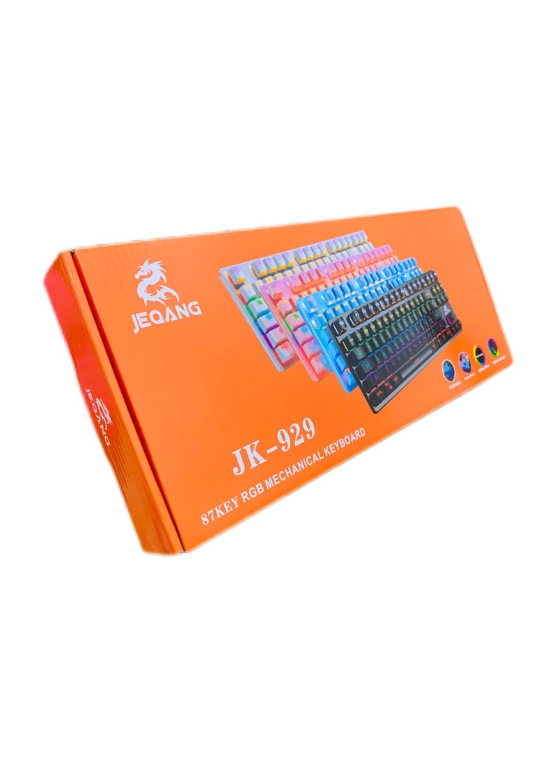 JEQANG JEQANG 87 Key RGB Mechanical Keyboard With Lighting Effect For Office And Gaming White Gray Colour JK-929  - Image 4