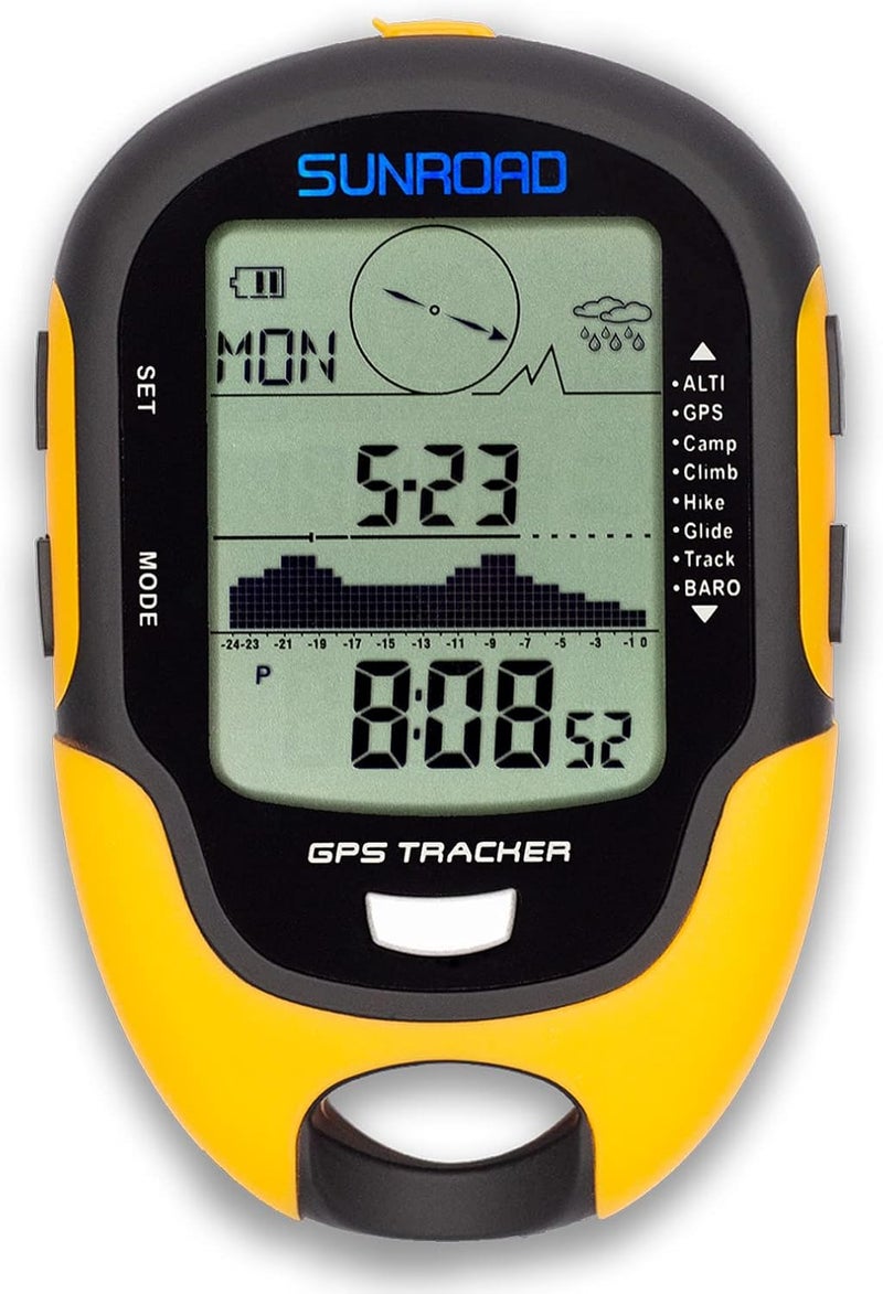 SUNROAD Altimeter GPS Digital Waterproof Outdoor Altitude Pre-Warning Remind Compass Stopwatch Sports -Barometer Weather Forcast Pedometer - Image 1