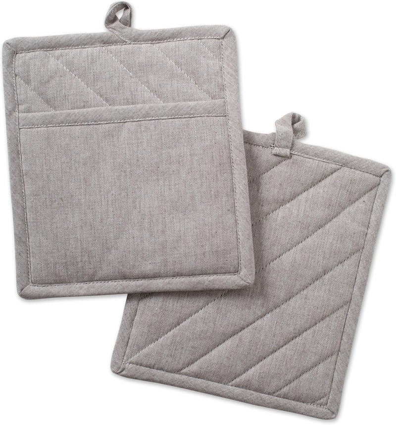 DII طقم مطبخ د.آي.آي 100 قطن شامبرية بلون صلب مع حوامل أواني 2 قطعة - Image 1